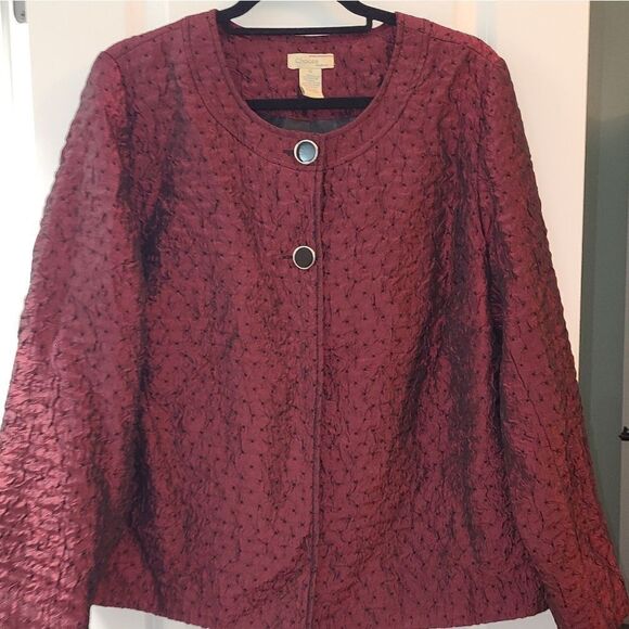 Choices Woman Burgundy Textured Blazer Jacket - Picture 3 of 7